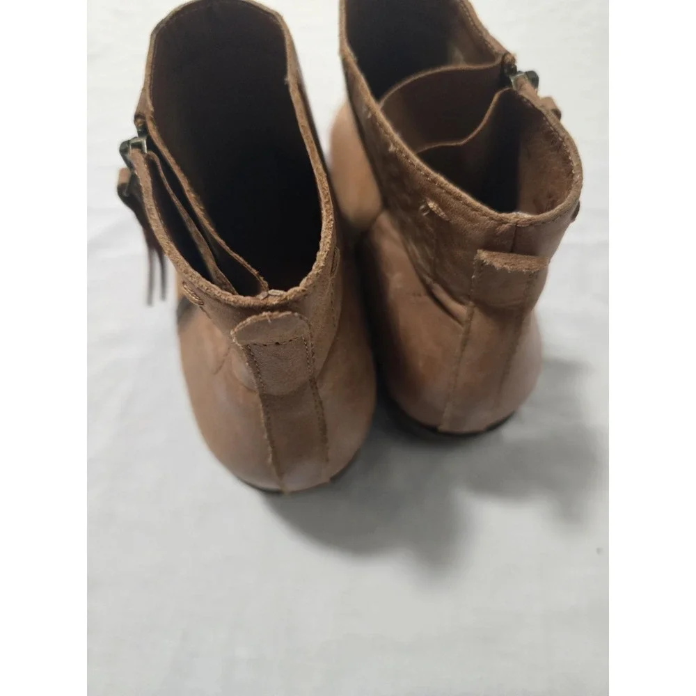 Lucky Brand Womens Size 11M | Basel Brown | Leather Booties Women's Side Zip EUC